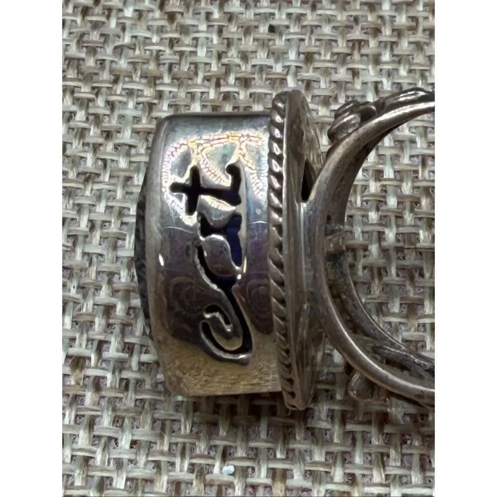 Sajen Sterling Silver “Eat • Pray • Love” Ring – Large Trillion Blue Quartz  Siz